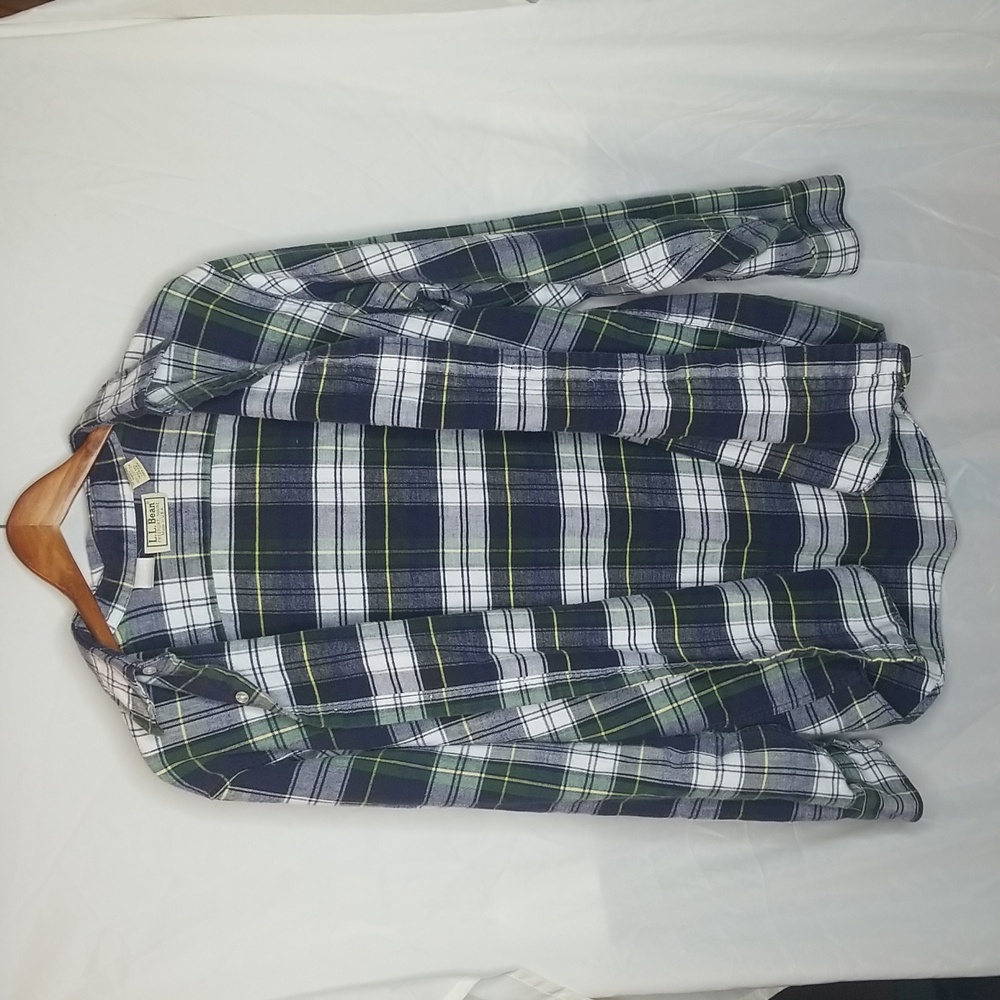 L.L.Bean 90s Button Down Plaid/Flannel Long Sleeve Shirt, Size Large - Picture 3 of 9